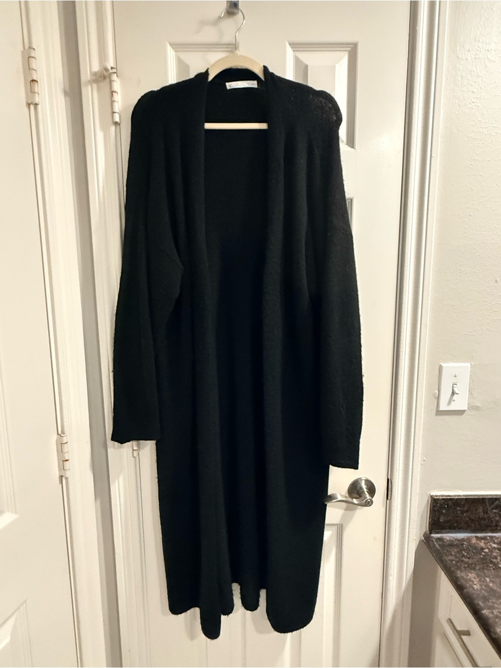 Oak + Fort Black Long Open-Front Women's Sweater Cardigan